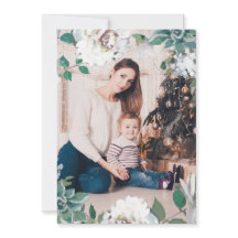 Blooming Joy Floral Navidades doble tarjeta de fot