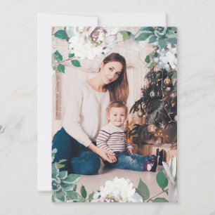 Festiva Blooming Joy Floral Navidades doble tarjeta de fot