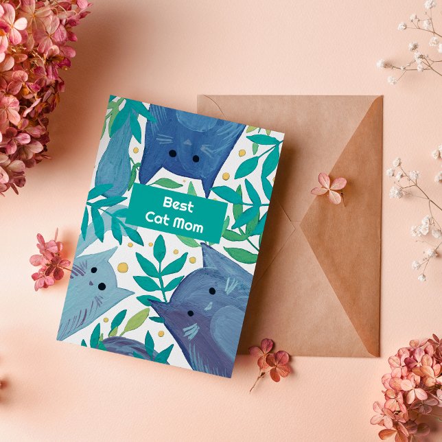 Festiva Blue Cats & Brands Mejor gato mamá Tarjeta de vaca (Subido por el creador)