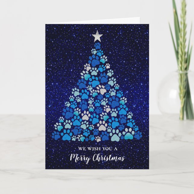 Festiva Blue Dog Paws Tree Groomers Mascota Docs Tarjeta d (Anverso)