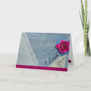 Festiva Blue Jean y los Rosas aman la tarjeta de vacacione