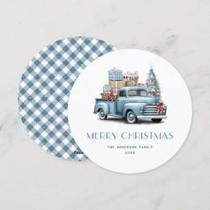 Festiva Blue Trucks Regalos de nieve Juega Merry Tarjeta d