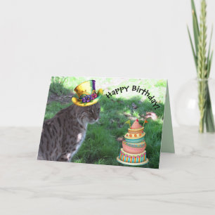 Festiva Bobcat con amor a la diversión - Tarjeta de cumple