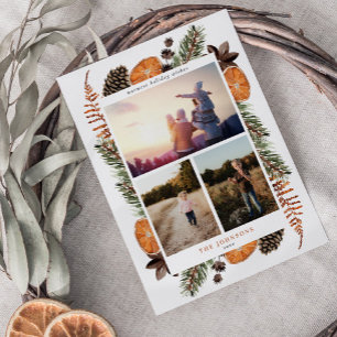 Festiva Boho Winter Citrus Botanus 3 Tarjeta de vacaciones