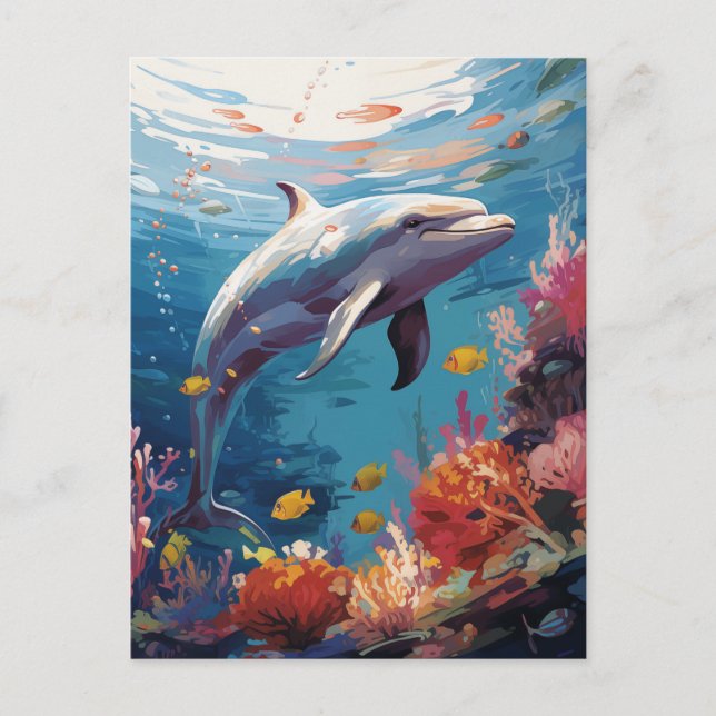 Festiva Bonita postal para delfines (Anverso)