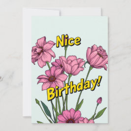 Festiva Bonita tarjeta de cumpleaños con flores rosas