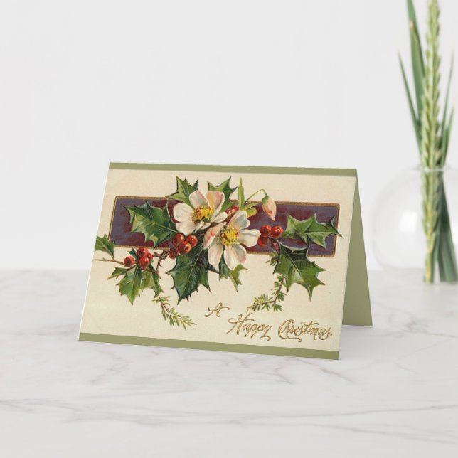 Festiva Bonita tarjeta de Navidades victorianos (Anverso)