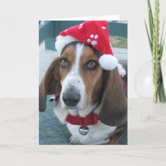 Festiva Bonita tarjeta de vacaciones Basset Santa Navidade