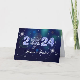Festiva Bonne Année 2024. Tarjeta de Año Nuevo en francés