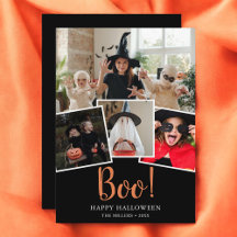 Boo Halloween moderna tarjeta de vacaciones de fot