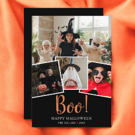 Festiva Boo Halloween moderna tarjeta de vacaciones de fot