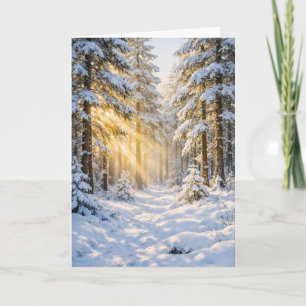 Festiva Bosque Nevado en la Luz de la Mañana – Tarjeta de