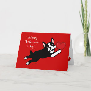 Festiva Boston Terrier y tarjeta del día de San Valentín