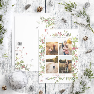 Festiva Botánicos de invierno cálido Berry 4 Tarjeta de va