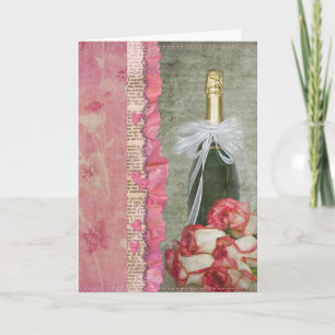 Festiva Botella del champán de la tarjeta del día de San