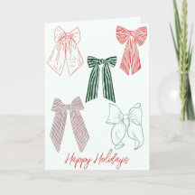 Bows Happy Holiday, tarjeta de vacaciones plegadas