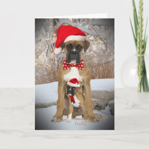 Festiva Boxeador con tarjeta de Navidades de Cachorro