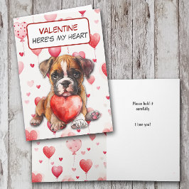 Festiva Boxer Puppy Sostengo Mi Tarjeta De San Valentín De