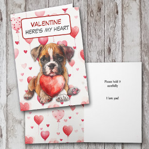 Festiva Boxer Puppy Sostengo Mi Tarjeta De San Valentín De