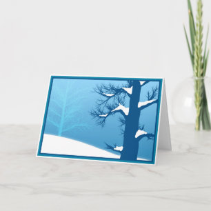 Festiva Buenas fiestas tarjeta azul del árbol Nevado