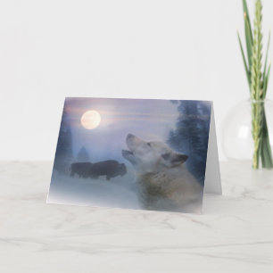 Festiva Búfalo de lobo de tarjeta de vacaciones inspirada
