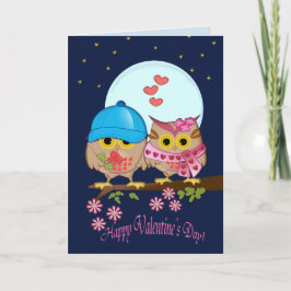 Festiva Búhos de la tarjeta del día de San Valentín de la