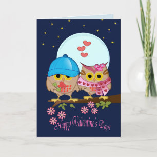 Festiva Búhos de la tarjeta del día de San Valentín de la