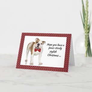 Festiva Bulldog con tarjeta de Navidades de Bow Tie en roj