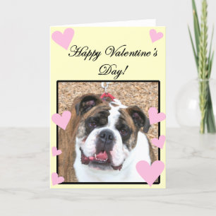 Festiva Bulldog Feliz Día de San Valentín tarjeta de felic