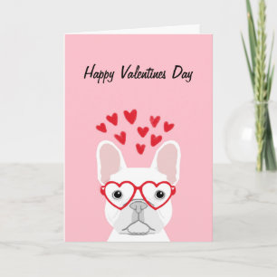 Festiva Bulldog francés - tarjeta blanca de San Valentín f