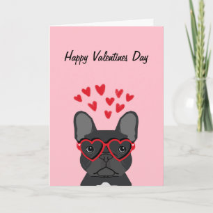 Festiva Bulldog francés - tarjeta de San Valentín feliz ne