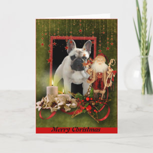 Festiva Bulldog francés tarjeta Merry Christmas