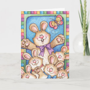 Festiva Bunch of Bunnies - Tarjeta de felicitación