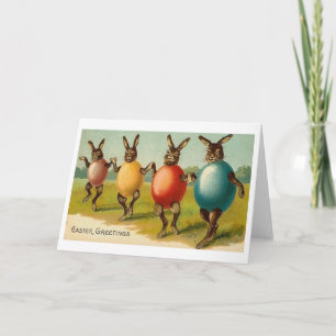 Festiva Bunnix vintage en conchas de huevos con tarjeta de