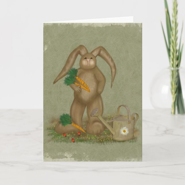 Festiva "Bunny de jardín"- Pascua- Primavera- Tarjeta de s (Anverso)
