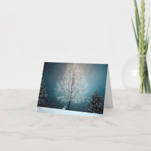 Festiva Bunny en Snowy Woods, tarjeta de Navidades