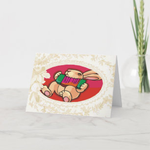 Festiva Bunny Jugando La Tarjeta De Pascua De Acordeón