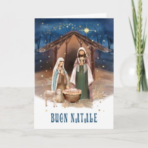 Festiva Buon Natale. Tarjeta de la escena de la natividad 