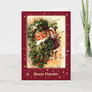 Festiva Buon Natale. Tarjeta de navidades en italiano