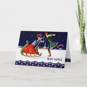 Festiva Buon Natale. Tarjeta de navidades en italiano