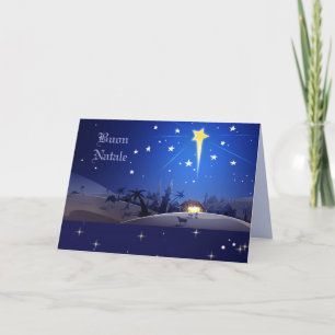 Festiva Buon Natale. Tarjeta de navidades en italiano