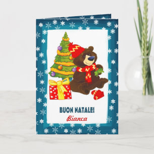 Festiva Buon Natale. Tarjeta de navidades en italiano