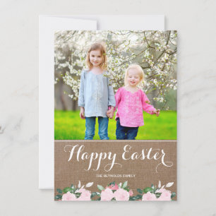 Festiva Burlap   Tarjeta fotográfica de Pascua