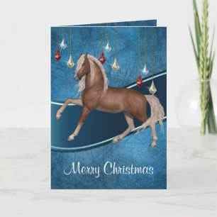 Festiva Caballo de azul con cinta de cerezo tarjeta de Nav