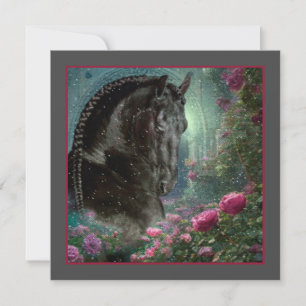 Festiva Caballo Friesiano de Belleza Negra - Tarjeta de sa