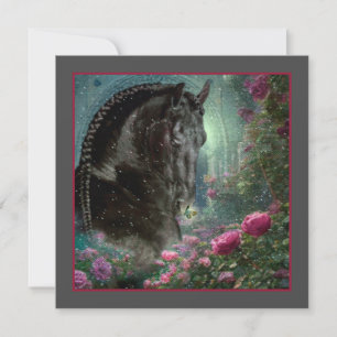 Festiva Caballo Friesiano de Belleza Negra - Tarjeta de sa