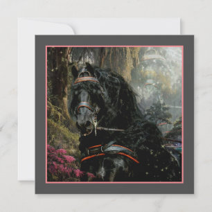 Festiva Caballo Friesiano de Belleza Negra - Tarjeta de sa