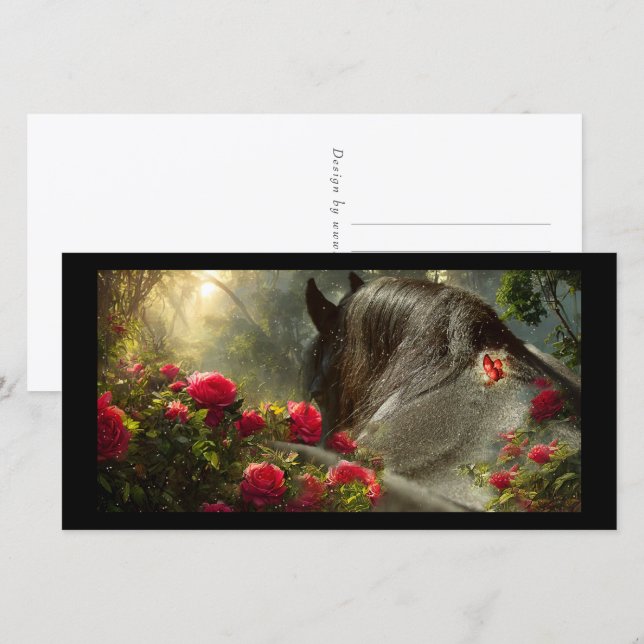 Festiva Caballo Friesiano de Belleza Negra - Tarjeta de sa (Anverso / Reverso)