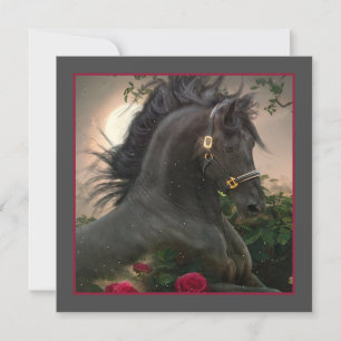 Festiva Caballo Friesiano de Belleza Negra - Tarjeta de sa