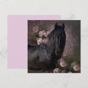 Festiva Caballo Friesiano de Belleza Negra - Tarjeta de sa
